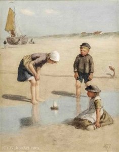 Sailing The Toy Boat — Adolph Artz (david Adolf Constant Artz)