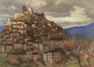 Rocca Imperiale Town At Dusk — Kazimieras Stabrowskis