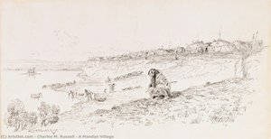 A Mandan Village — Charles Marion Russell