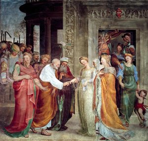 Frescoes In The Oratory Of St. Benedict In Siena (italy), Scene: Marriage Of Mary With Joseph — Domenico Di Pace Beccafumi