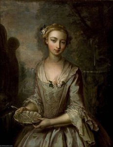 Young Woman With Scallop Shell (water) — Philippe Mercier