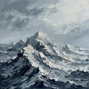 Monolithic Surge Of Slate And Shadow In A Singular Impasto Masterpiece — David Moreau