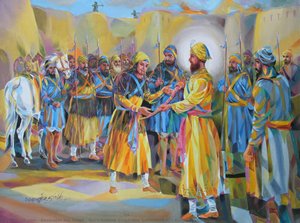 Guru Gobind Singh And Sahibzada Ajit Singh At Chamkaur — Devender Pal Singh
