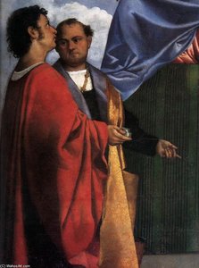 St Mark Enthroned With Saints (detail) — Titian