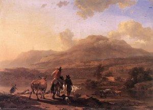 Italian Landscape At Sunset — Nicolaes Pietersz Berchem