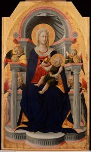 Virgin And Child Enthroned With Four Angels — Bicci Di Neri