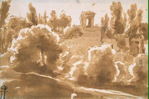 Landschaft Mit Einem Portikus — Nikolaus Poussin