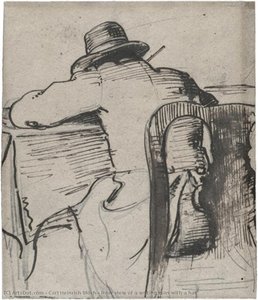 Rear View Of A Writing Man With A Hat — Carl Heinrich Bloch