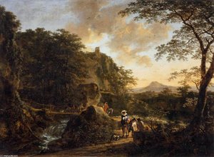 Landscape With A Peasant Woman On A Mule — Jan Both