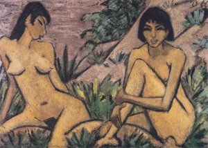 Two Sitting In Dunes Girl — Otto Mueller