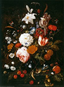 Still-life With Flowers In A Glass Vase And Fruit — Jan Davidszoon De Heem Or Johannes De Heem Or Johannes Van Antwerpen Or Jan Davidsz De Hem