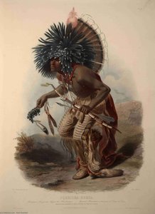 Moenitarri Warrior In The Costume Of The Dog Danse — Karl Bodmer