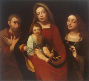 Madonna And Child With Sts Francis And Catherine — Giovanni Francesco Caroto