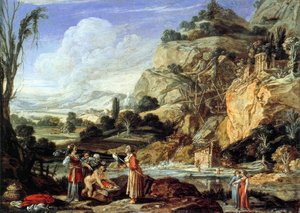 Landscape With The Finding Of Moses — Bartholomeus Breenbergh