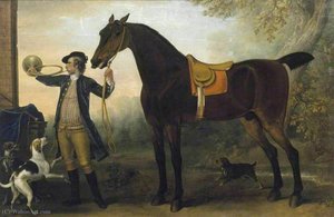 Life-size Horse With Huntsman Blowing A Horn — John Wootton