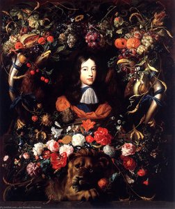 Garland Of Flowers And Fruit With The Portrait Of Prince William Iii Of Orange — Jan Davidszoon De Heem Or Johannes De Heem Or Johannes Van Antwerpen Or Jan Davidsz De Hem