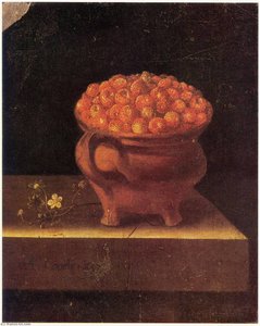 English Strawberries In A Stone Jar — After Adriaen Coorte