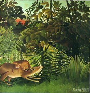 A Lion Devouring Its Prey — Henri Julien Félix Rousseau (le Douanier)
