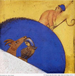 Título Traducido: Vida Campesina (el Hombre De Noche En El Establo Con Látigo) — Marc Chagall