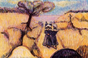 Landscape With Strolling Breton Women — Charles Laval