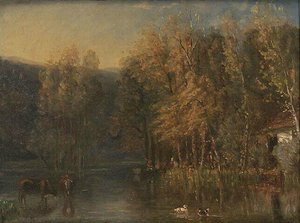 Sous Bois Avec Un Étang — Paul Huet