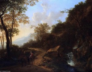 A Mountainous Italianate Landscape With Travellers — Jan Both
