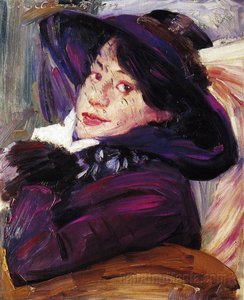 Portrait Of A Woman In A Purple Hat — Lovis Corinth