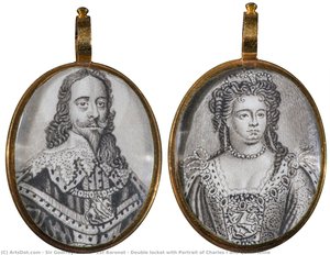 Double Locket Avec Portrait Du Roi Charles Ier Et De La Reine Anne — Sir Godfrey Kneller