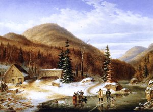 Winter Scene In The Laurentians - The Laval River — Cornelius David Krieghoff