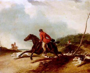 A Huntsman Encouraging Hounds — Abraham Cooper