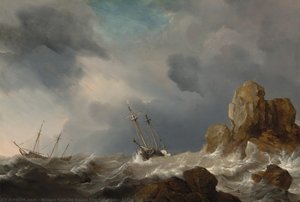 Ships In A Gale — Willem Van De Velde The Younger