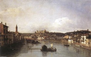 View Of Verona And The River Adige From The Ponte Nuovo — Bernardo Bellotto
