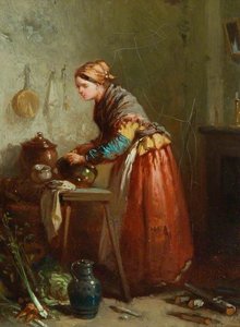 Woman Scouring Pots — Pierre Joseph Dedreux Dorcy