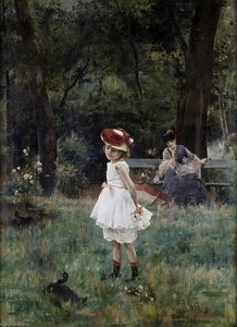 Girl With A Duck — Alfred Émile Léopold Stevens