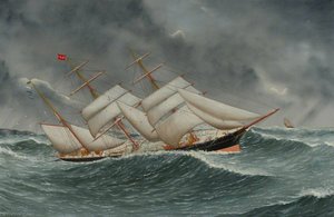 The Barque ‘camphill’ In A Rough Sea — John Fairbairn Fannen