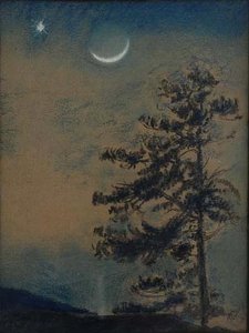 Venus And Crescent Moon, (painting) — Mary Agnes Yerkes