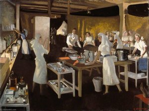 St Mary's First Aid Post By Candlelight — Anna Katrina Zinkeisen