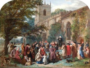 John Wesley Preaching From His Father's Tomb At Epworth — George Washington Brownlow