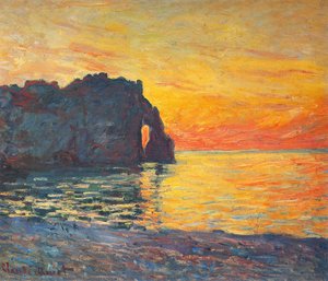 Etretat, Cliff Of D`aval, Sunset — Claude Monet