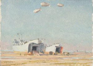 Lsts On The Beach At Courseulles — Stephen Bone