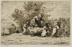 The Children With The Wagon — Charles-françois Daubigny