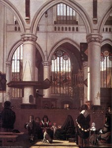 The Interior Of The Oude Kerk, Amsterdam, During A Sermon — Emanuel De Witte
