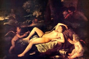 Schlafende Venus Und Amor — Nikolaus Poussin