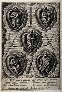 Christ Playing Musical Instruments In The Believer's Heart. — Hieronymus Wierix