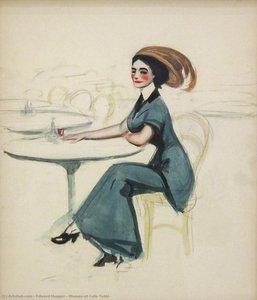 Femme Au Café — Edward Hopper