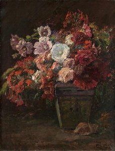 Hollyhocks (vase Of Flowers — Theodore Clement Steele