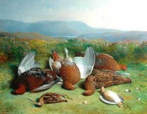 Moorland Scene With Dead Grouse — Abel Hold