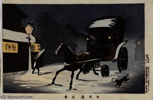 Snowy Evening At Honcho Street — Kobayashi Kiyochika