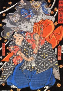 Taira Koresshige Attacked By A Demon — Utagawa Kuniyoshi