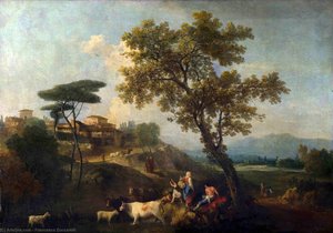 Landscape With Cattle And Figures — Francesco Zuccarelli